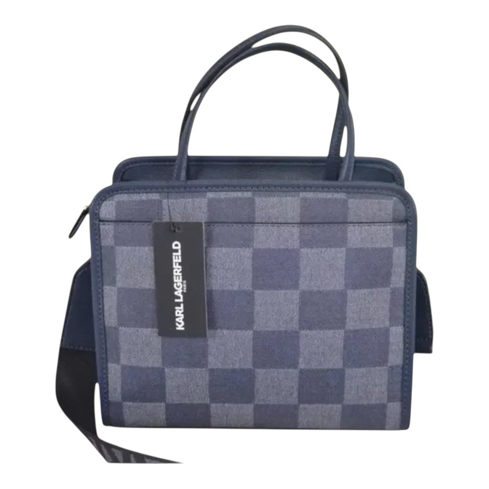 Karl Lagerfeld MAYBELLE Karl & Cat Check Crossbody Zip Satchel Purse Bag MULTI - Picture 2 of 7